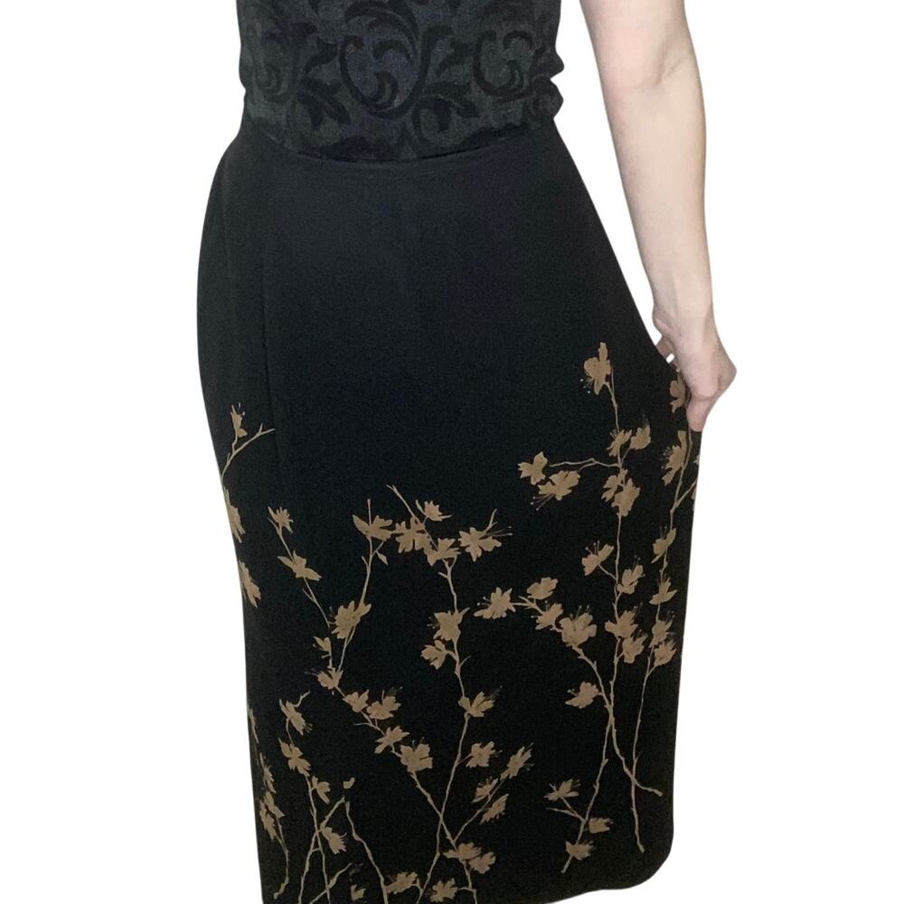 Ann Taylor Black Maxi Skirt with Brown Floral Print